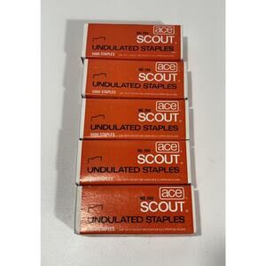 5 Boxes VTG Ace Scout Undulated Staples #200 Scout Stapler & Clipper Pliers 5000